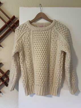 100% European Woop Cream Cable Knit Women's Sweater - Jack Mulqueen